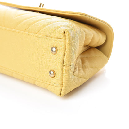 Chanel Caviar Chevron Quilted Mini Coco Handle Flap Yellow 6 of 9