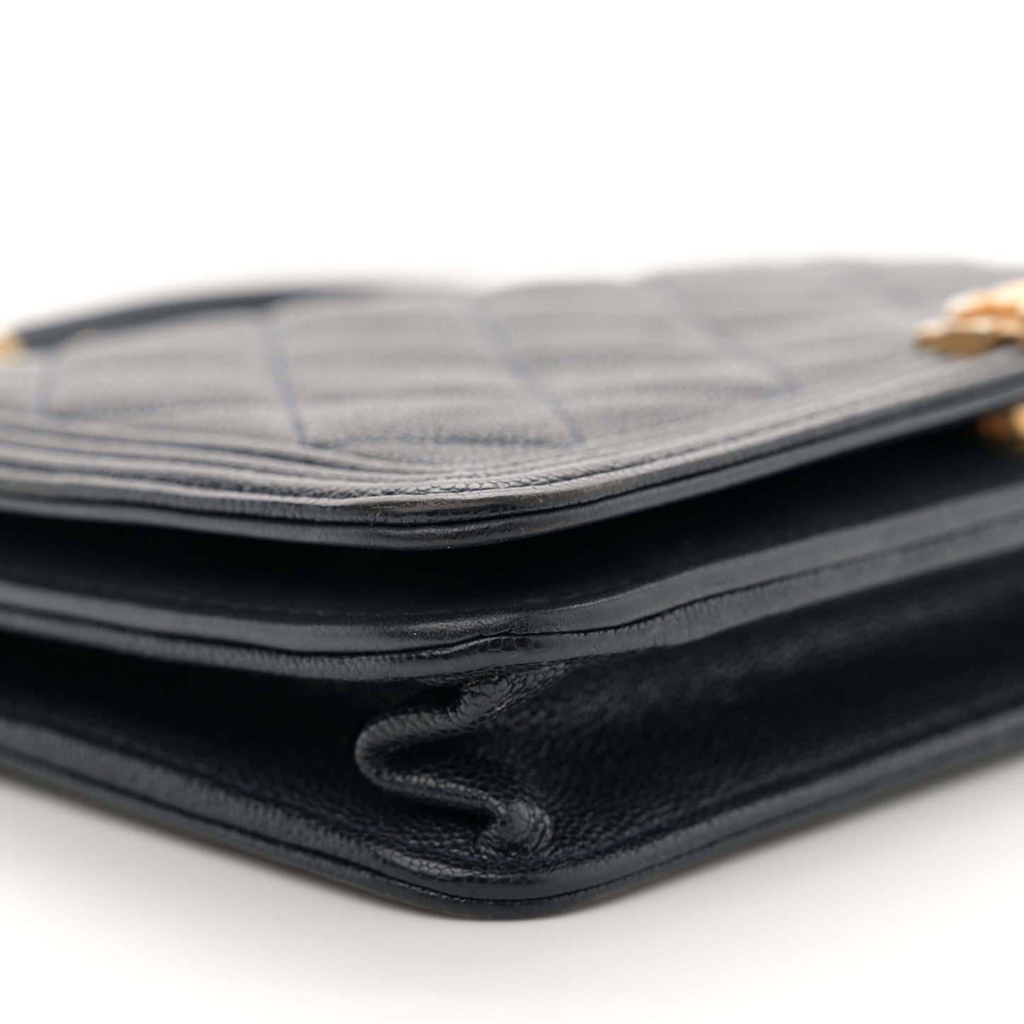 Caviar Quilted Boy Wallet On Chain WOC Navy