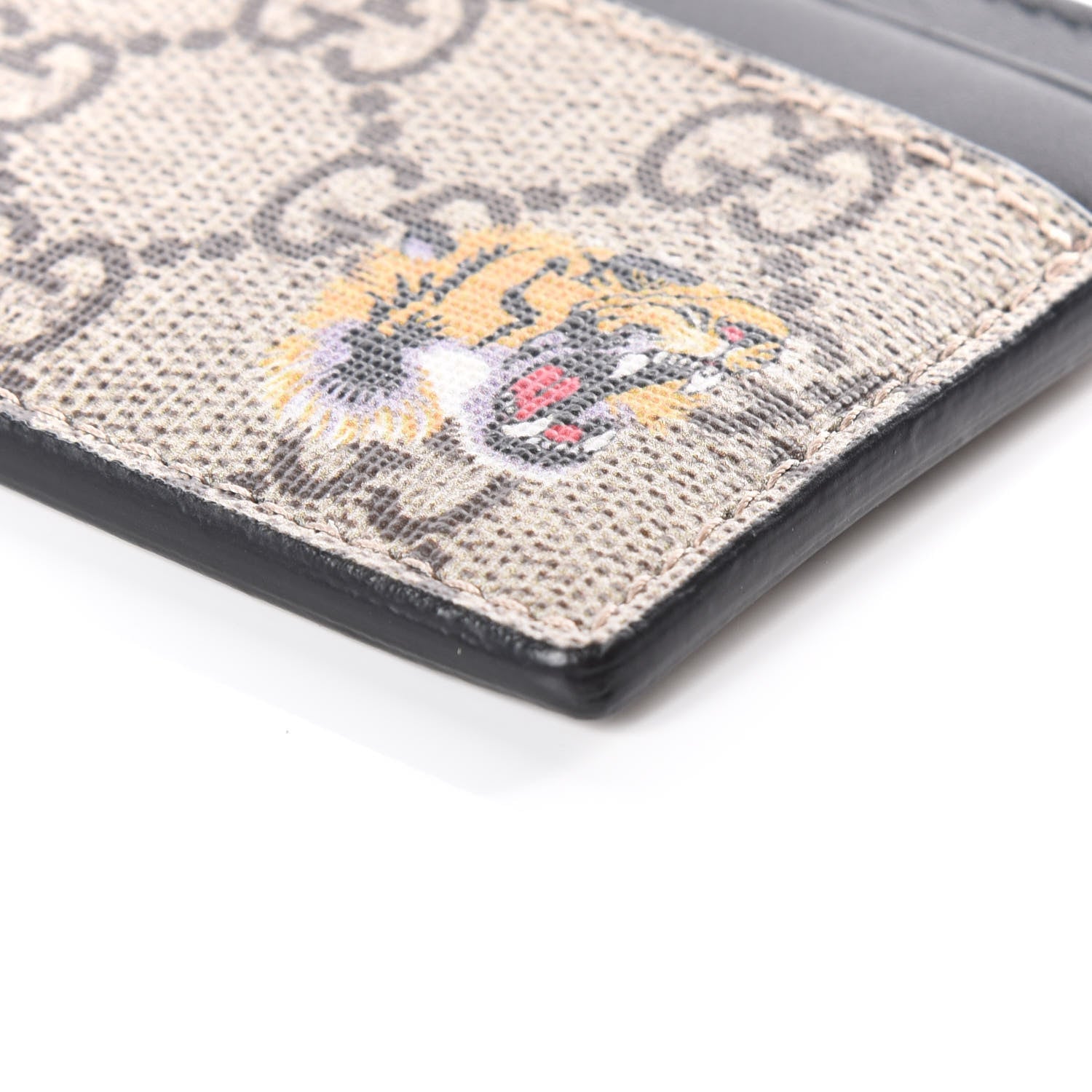 Gucci GG Supreme Monogram Tiger Print Card Holder Black 6 of 10