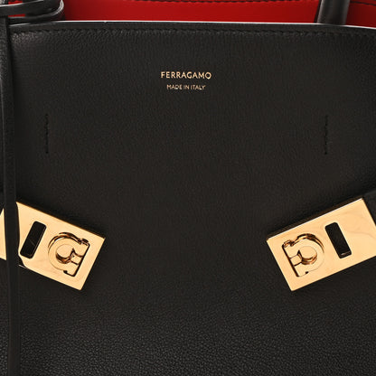 Salvatore Ferragamo Calfskin Small Hug Bag Black 8 of 10