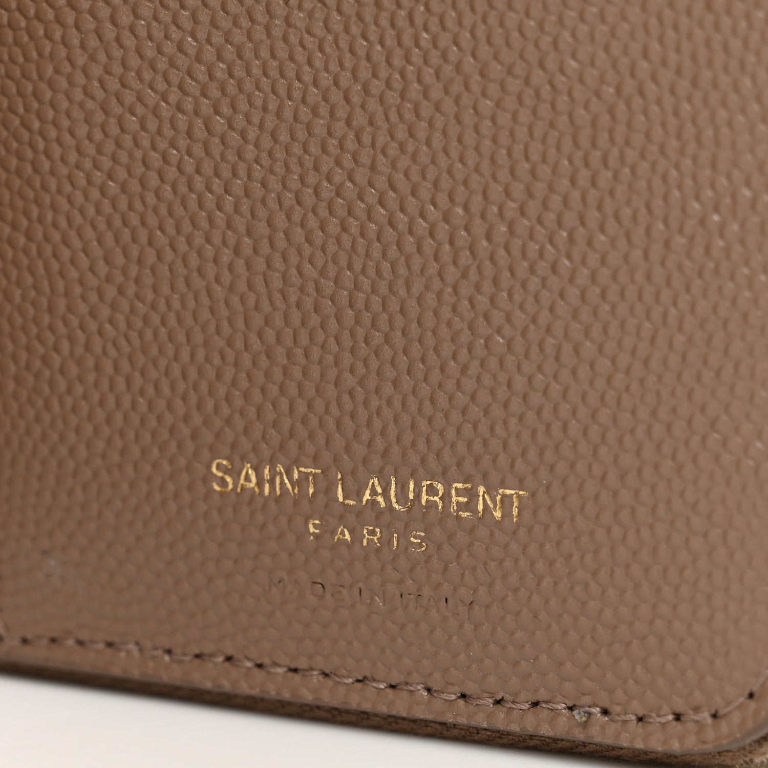 Saint Laurent Grain De Poudre Matelasse Chevron Monogram Compact Zip Around Wallet Taupe 6 of 8