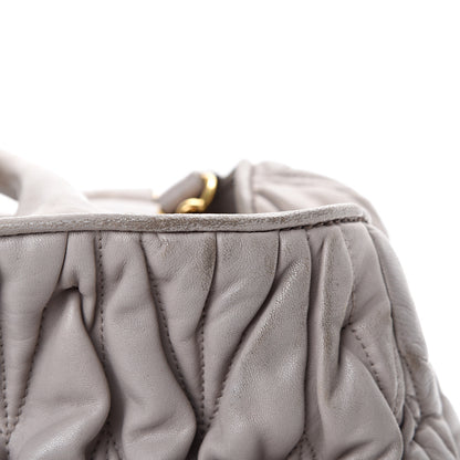 Miu Miu Nappa Matelasse Bauletto Top Handle Tote Pomice 13 of 23