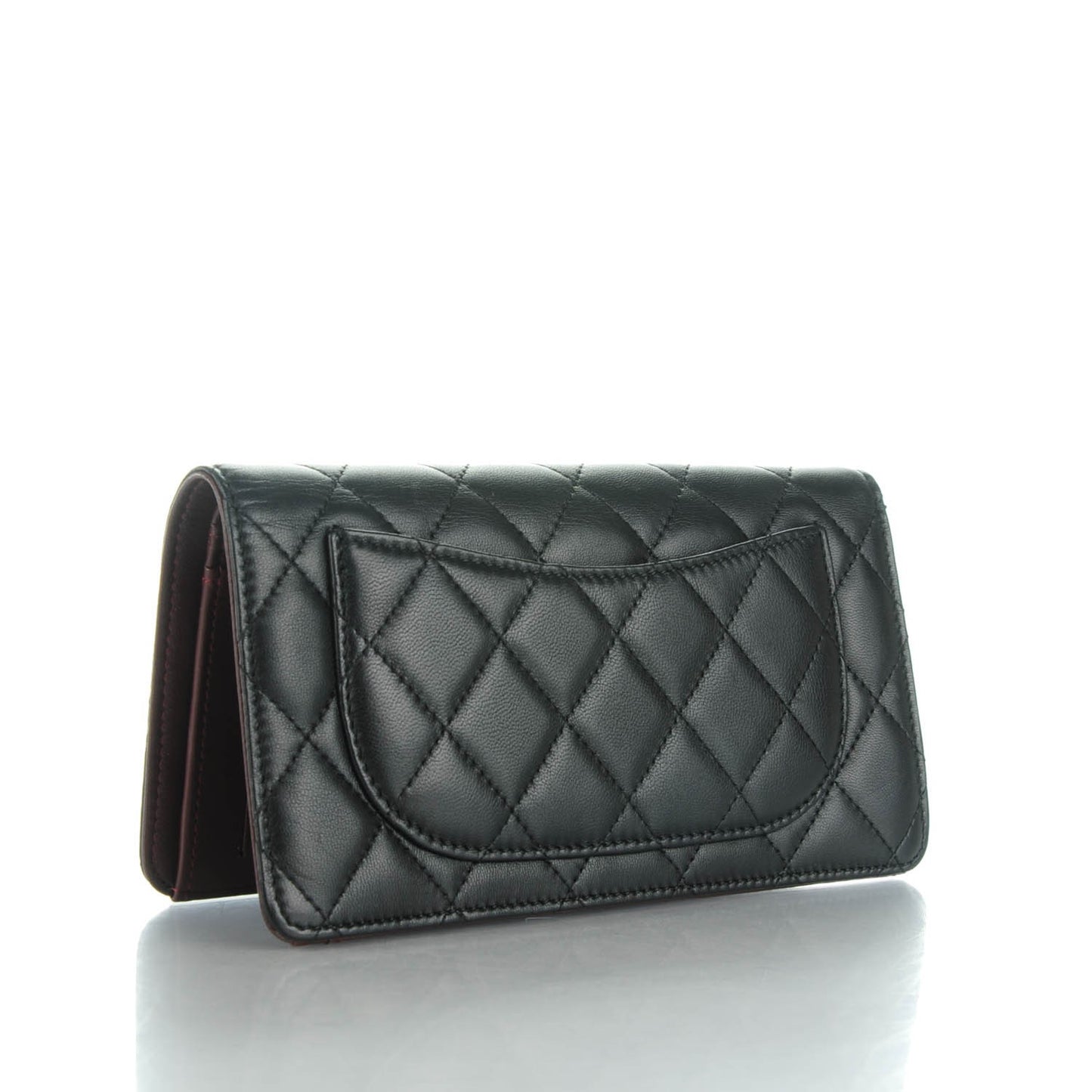 Lambskin Quilted Yen Wallet Black