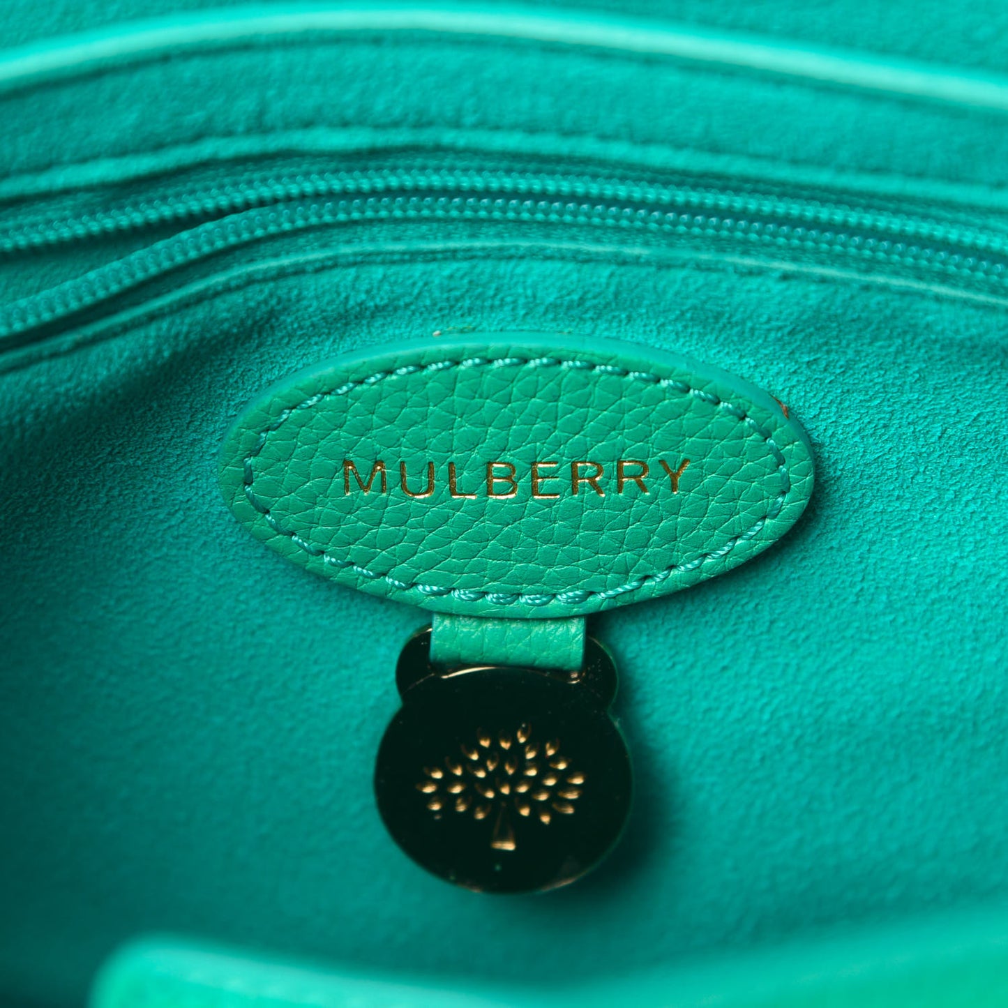 Classic Grain Small Bayswater Satchel Aqua Green