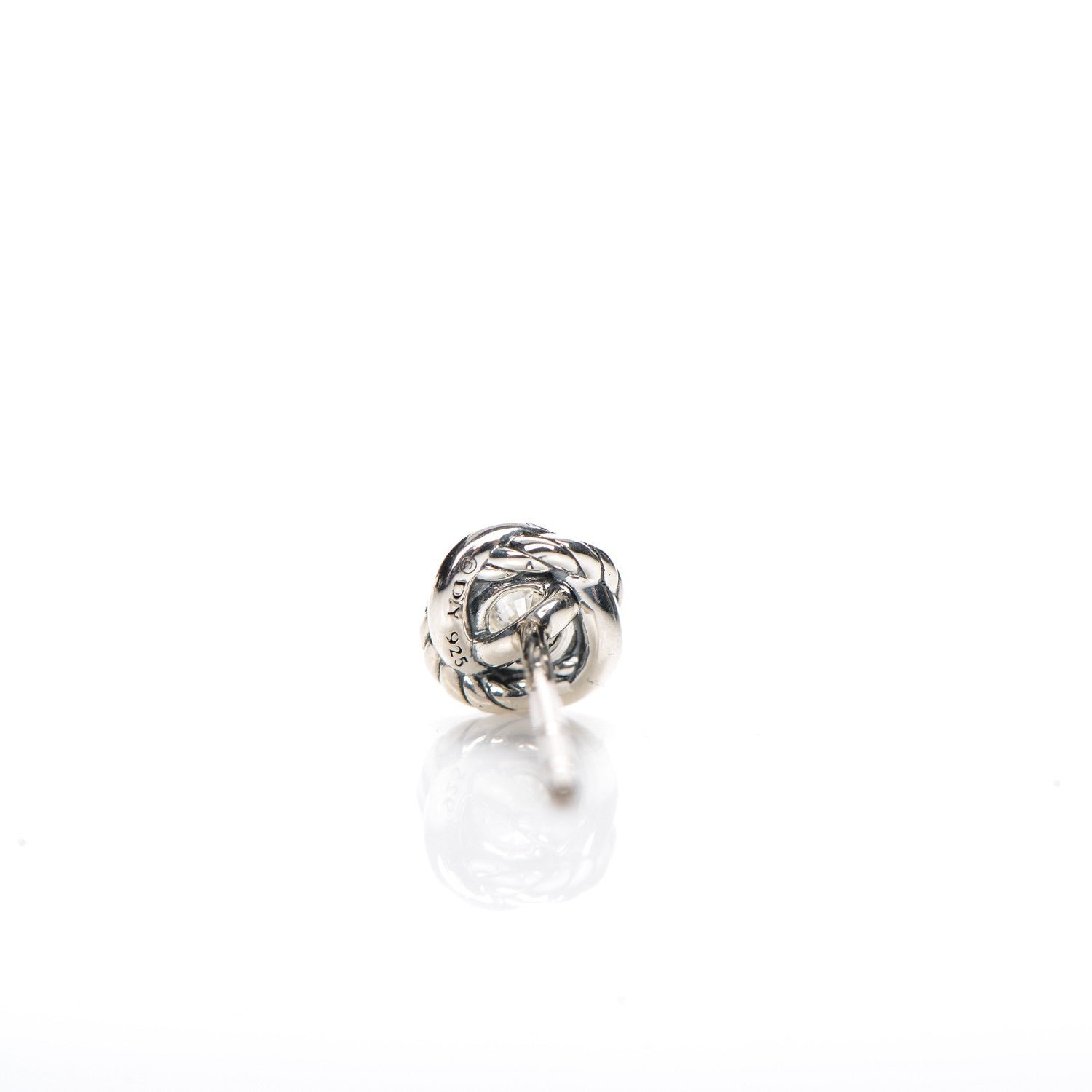 David Yurman Sterling Silver Diamond 7mm Infinity Stud Earrings 4 of 5
