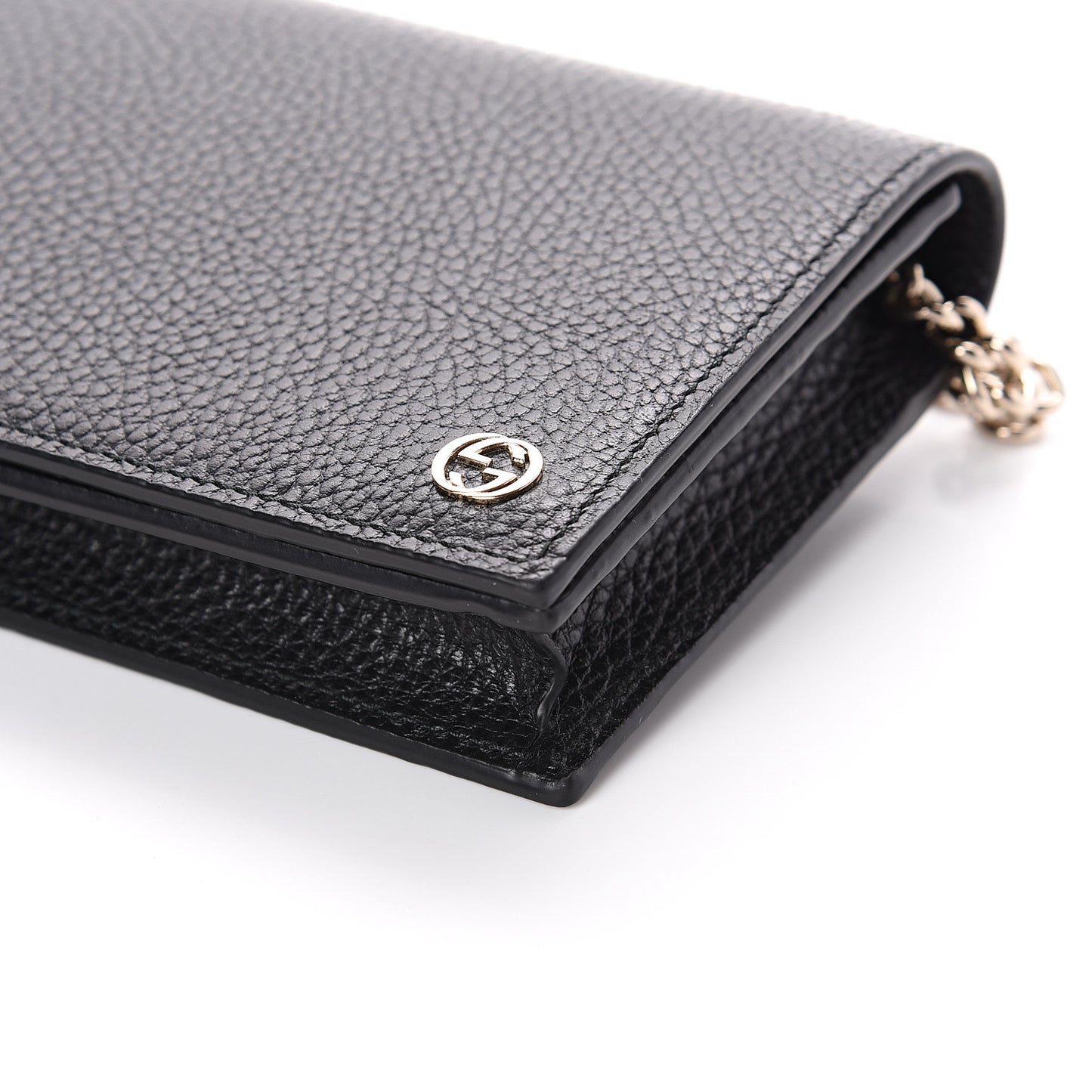 Dollar Calfskin Medium Betty Chain Wallet Black
