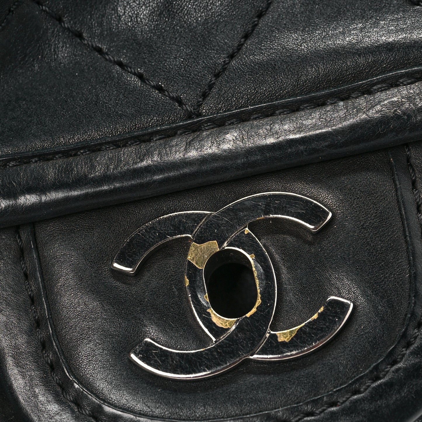 Washed Lambskin Accordion Flap Black