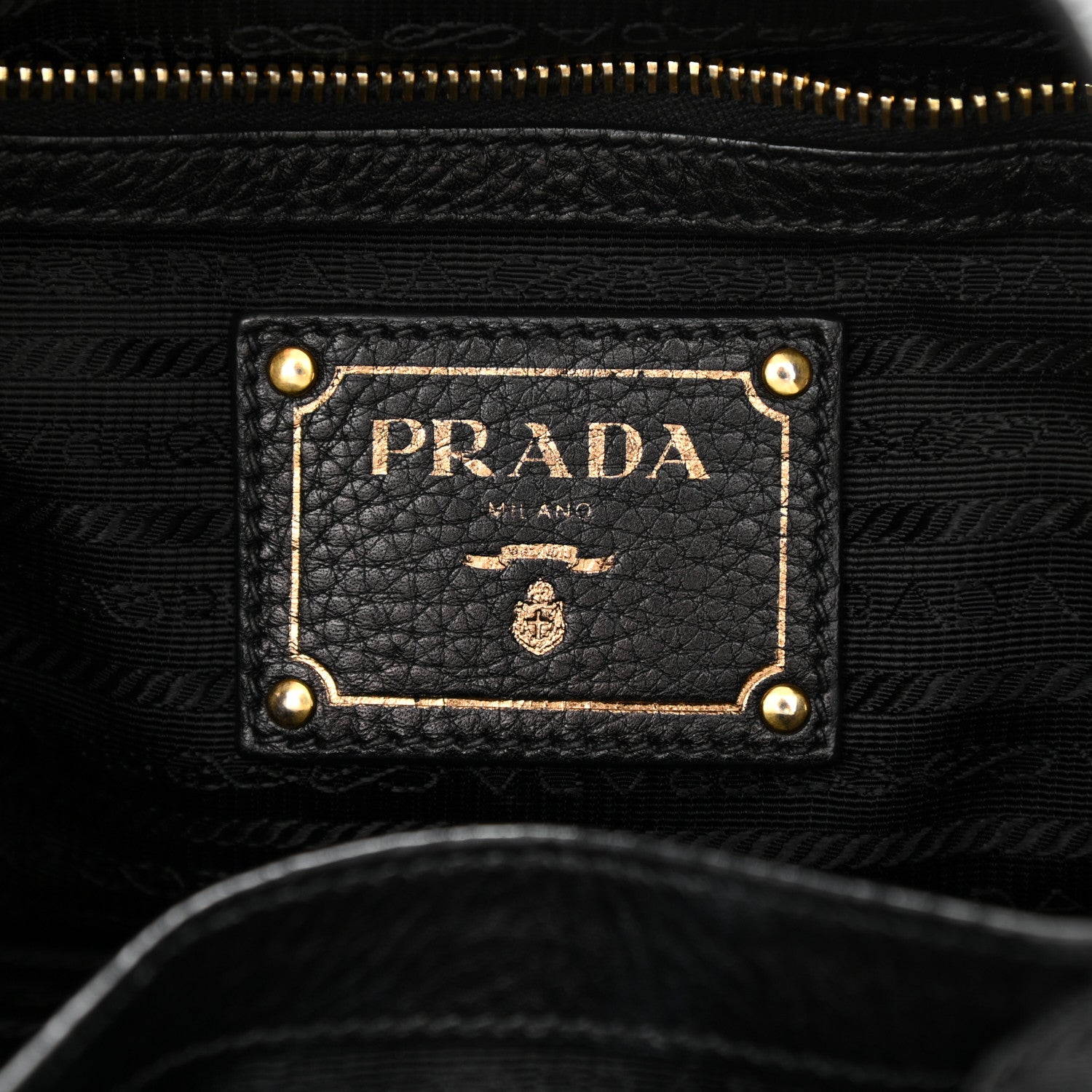 Prada Vitello Daino Pushlock Tote Black 5 of 10