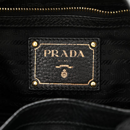 Prada Vitello Daino Pushlock Tote Black 5 of 10