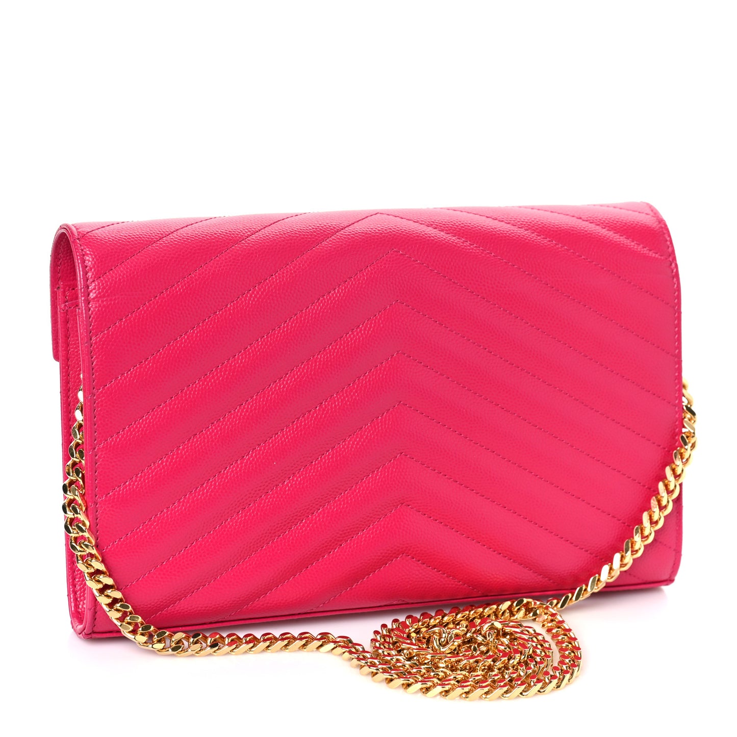 Grain De Poudre Matelasse Chevron Monogram Chain Wallet Bubblegum