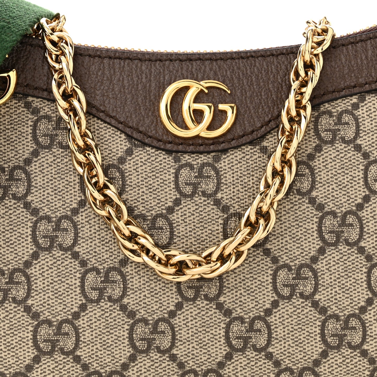 GG Supreme Monogram Textured Dollar Calfskin Web Small Ophidia GG Handbag Beige Ebony New Acero
