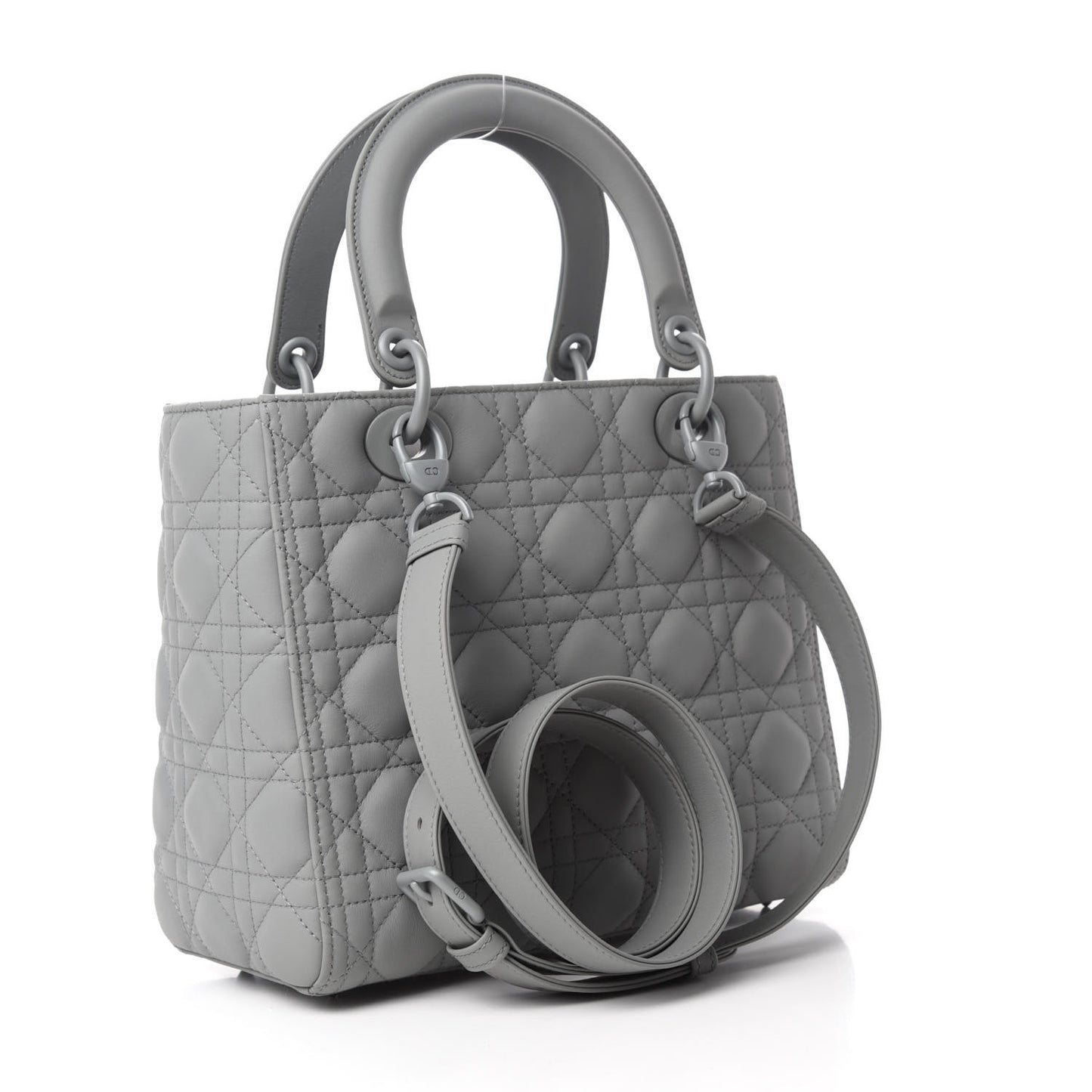 Ultra Matte Calfskin Cannage Medium Lady Dior Grey Stone