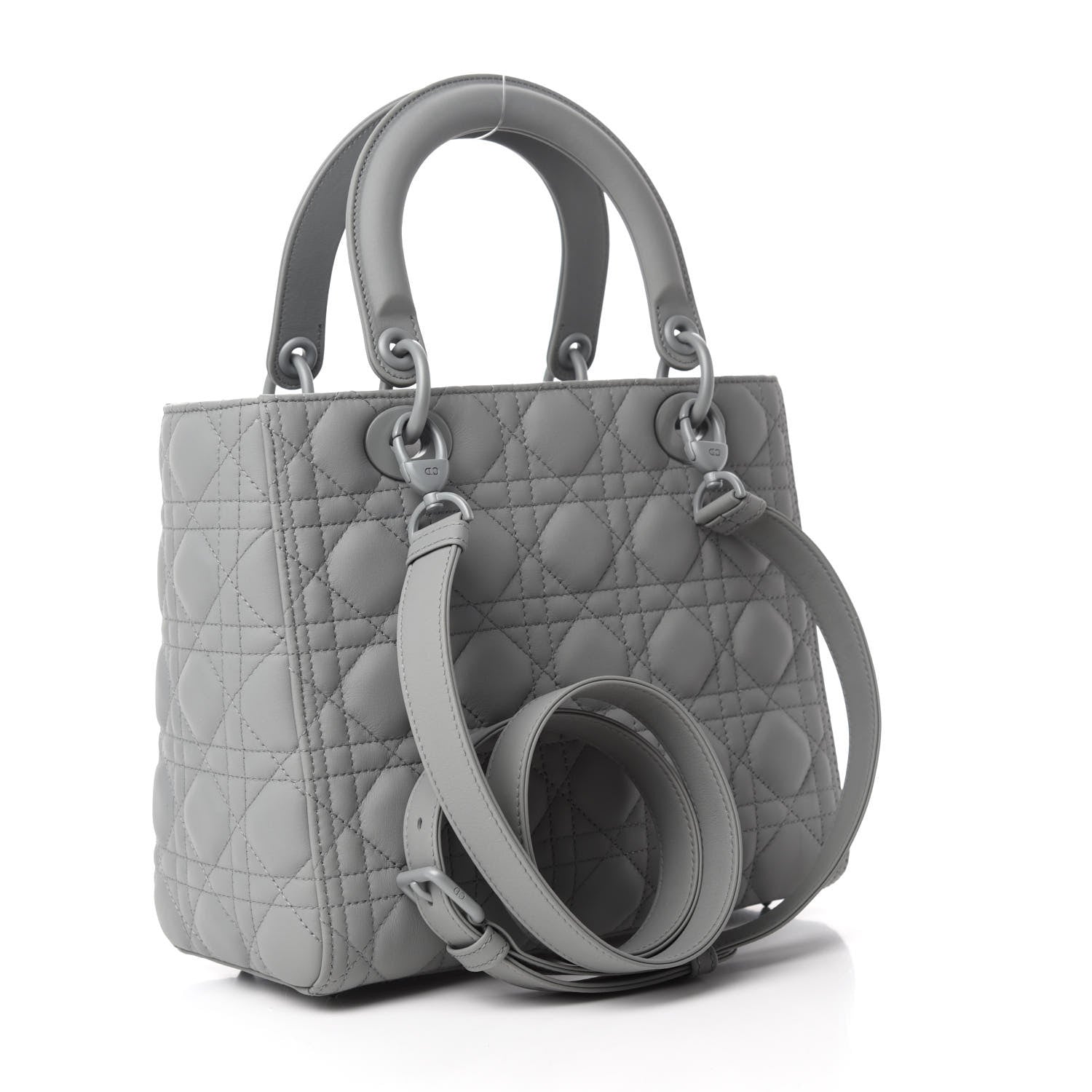Christian Dior Ultra Matte Calfskin Cannage Medium Lady Dior Grey Stone 3 of 10