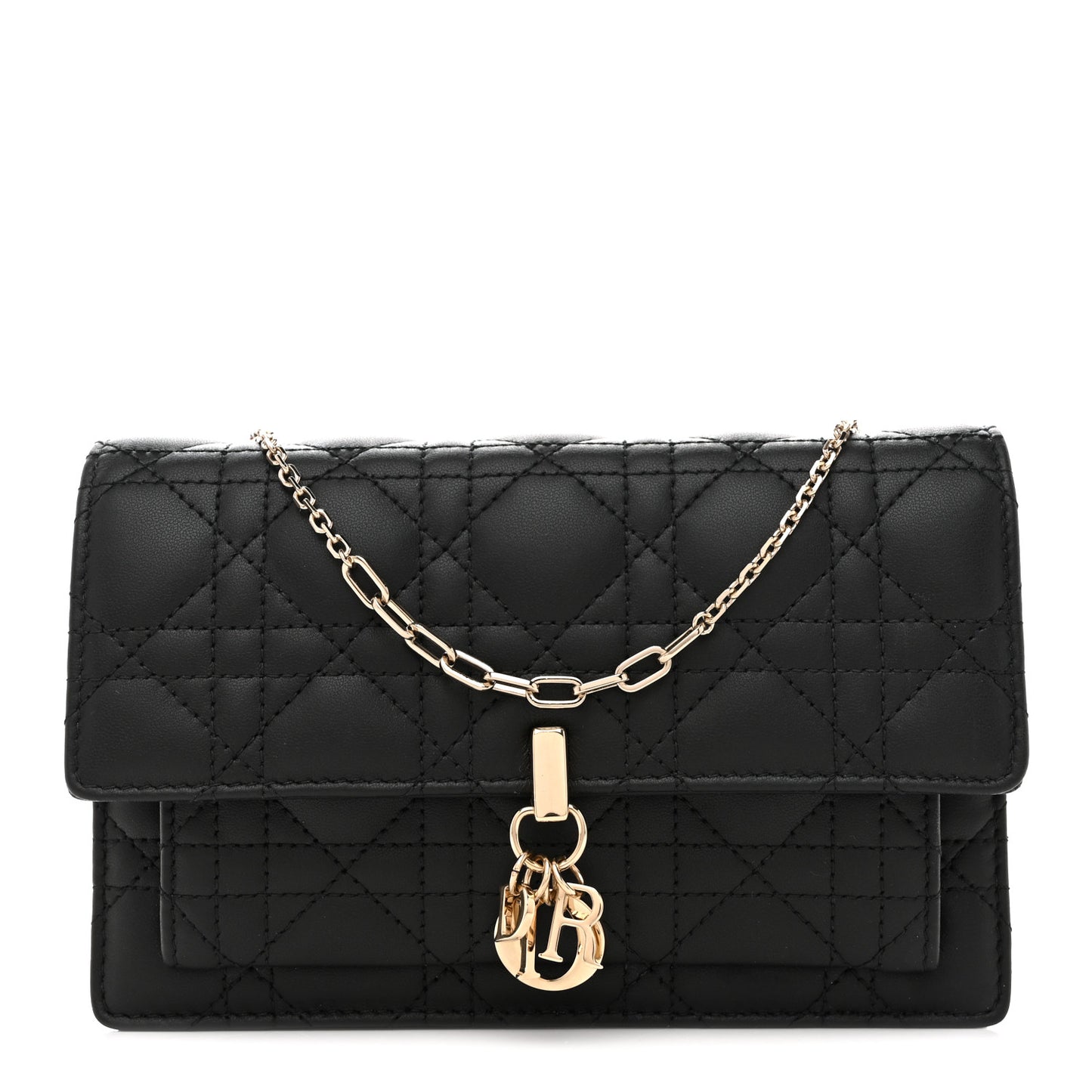 Lambskin Cannage Chain My Dior Daily Chain Pouch Black