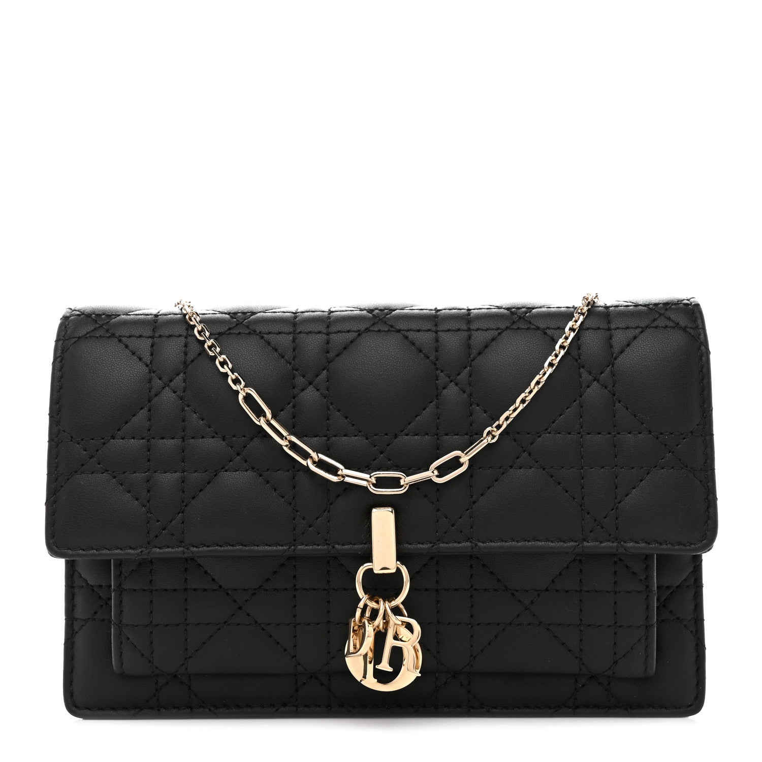 Christian Dior Lambskin Cannage Chain My Dior Daily Chain Pouch Black 1 of 12