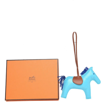 Hermes Milo Lambskin Grigri Rodeo Horse Bag Charm GM Bleu Azteque Bleu Electrique Fauve 4 of 4