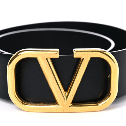 Valentino Garavani Glossy Calfskin VLogo Reversible 40mm Belt 75 30 Saddle Brown Black 5 of 7