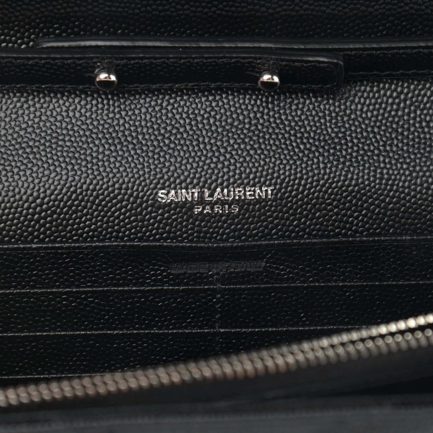Saint Laurent Grain De Poudre Matelasse Chevron Monogram Chain Wallet Black 6 of 11