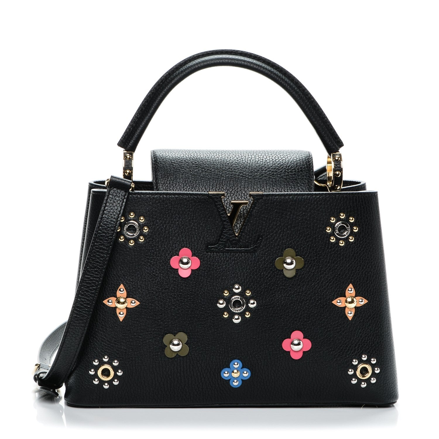 Louis Vuitton Taurillon Mechanical Flowers Capucines PM Black 1 of 6