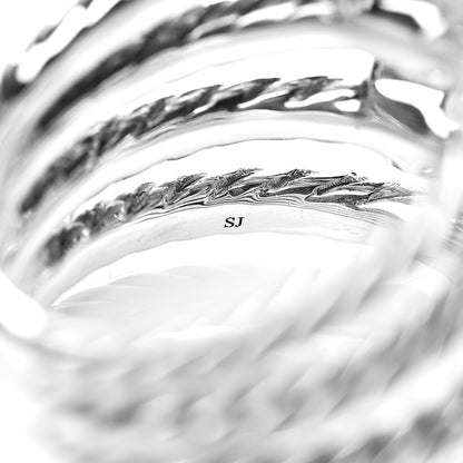 David Yurman Sterling Silver Diamond Confetti 4 Row Ring 54 7 6 of 6