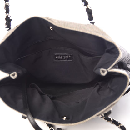 Chanel Grosgrain Denim Quilted Drawstring Tote Blue 5 of 9