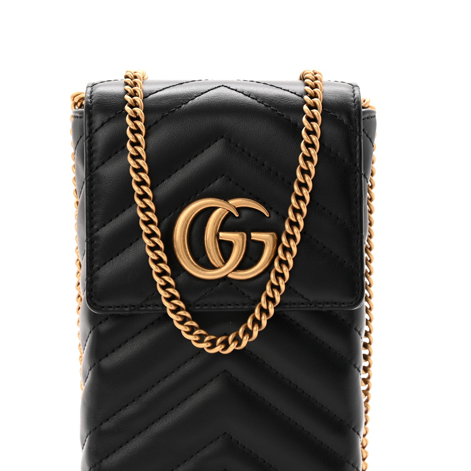 Gucci Calfskin Small GG Marmont Phone Crossbody Bag Black 8 of 10