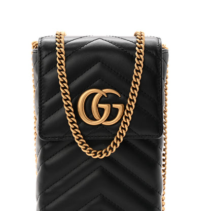 Gucci Calfskin Small GG Marmont Phone Crossbody Bag Black 8 of 10