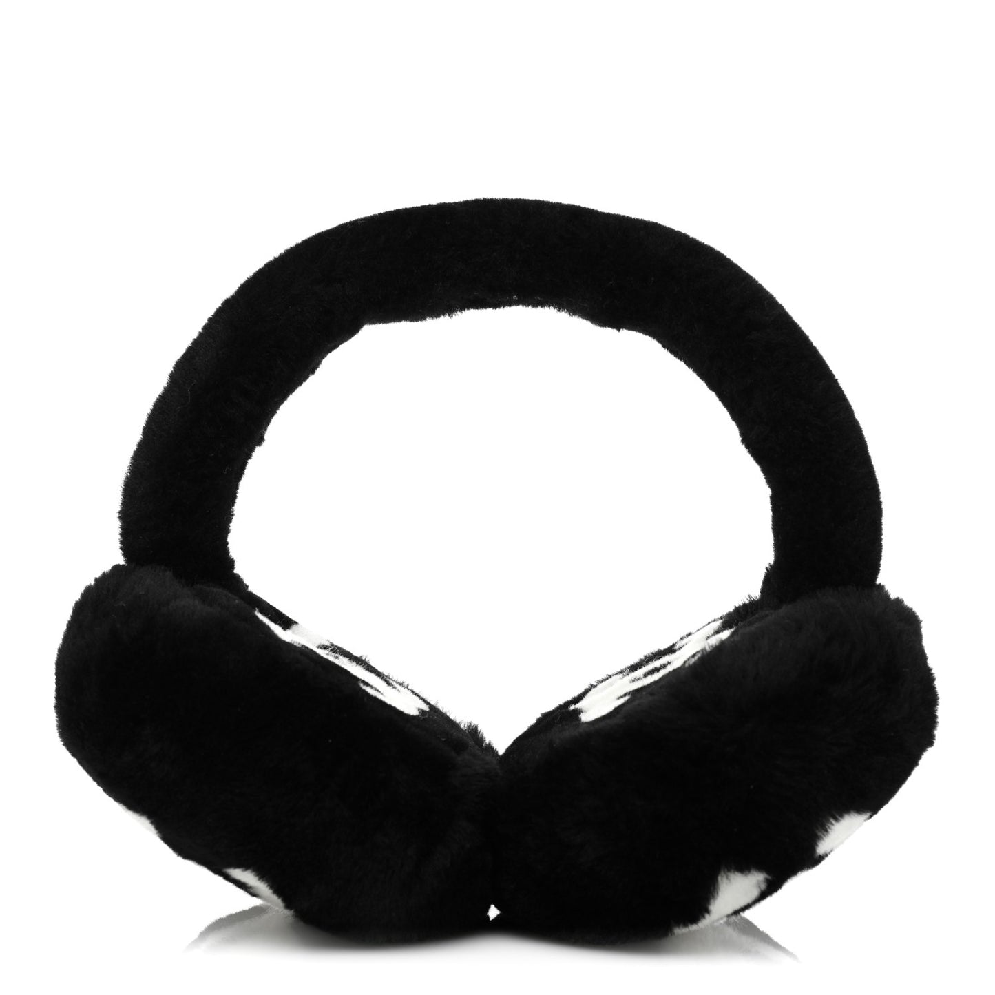 Shearling CC Ear Muffs Black White