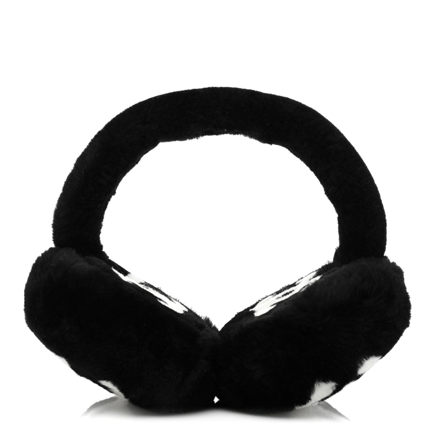 Chanel Shearling CC Ear Muffs Black White 1 of 4