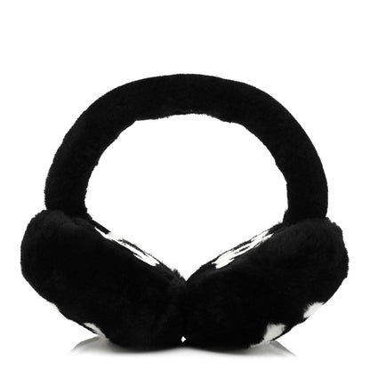 Chanel Shearling CC Ear Muffs Black White 1 of 4