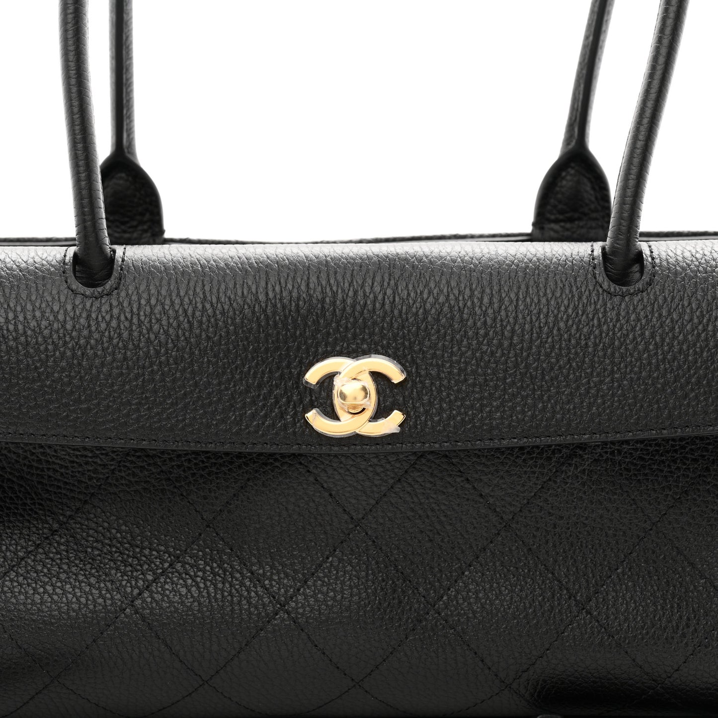 Grained Calfskin Stitched Urban Essentials Small Shopping Bag Black
