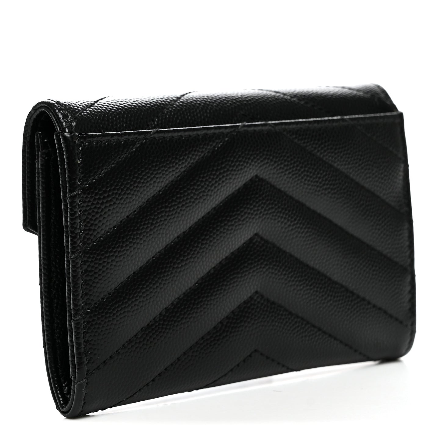 Grain De Poudre Matelasse Chevron Small Monogram Envelope Wallet Black