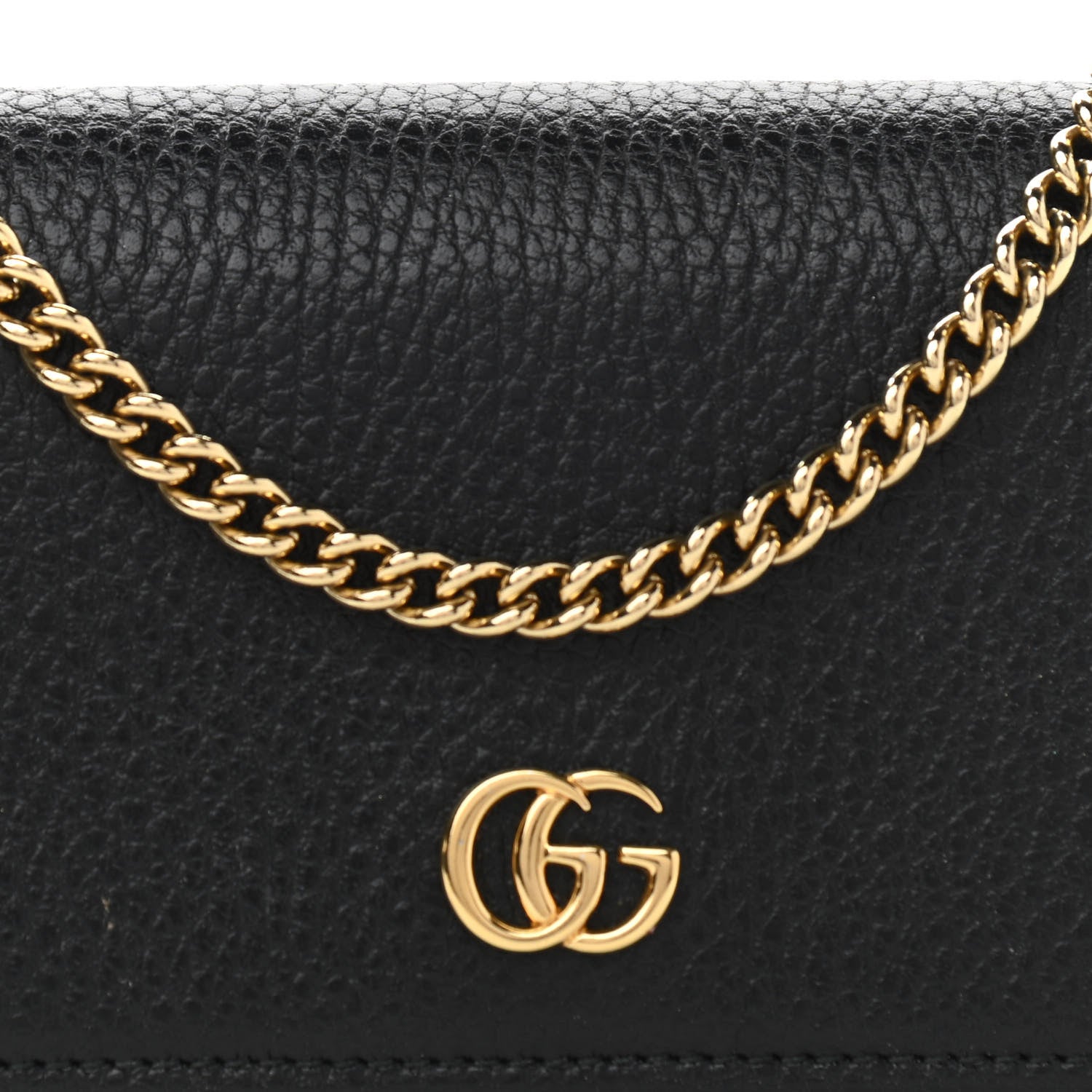 Gucci Calfskin Petite GG Marmont Wallet Chain Bag Black 9 of 12