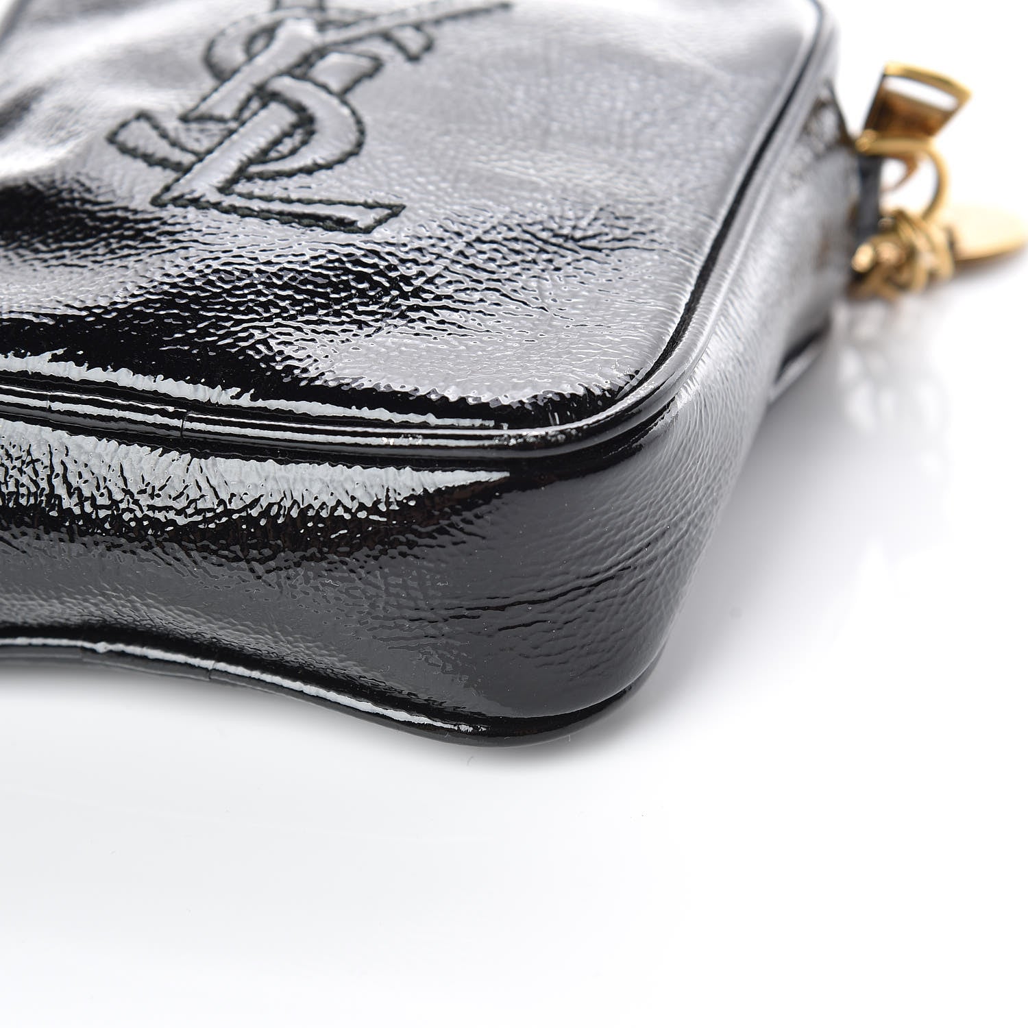 Saint Laurent Textured Patent Monogram Mini Wristlet Black 6 of 9