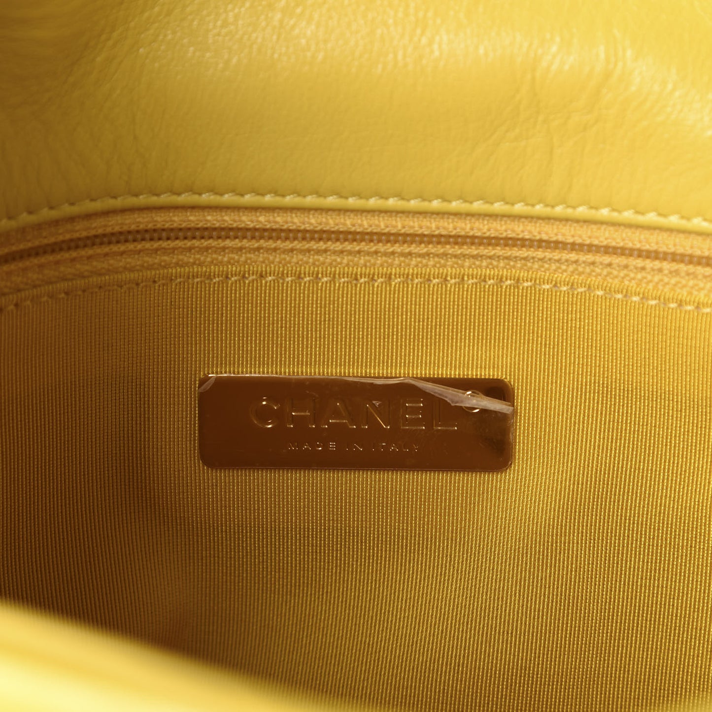 Lambskin Quilted Medium 19 Flap Yellow