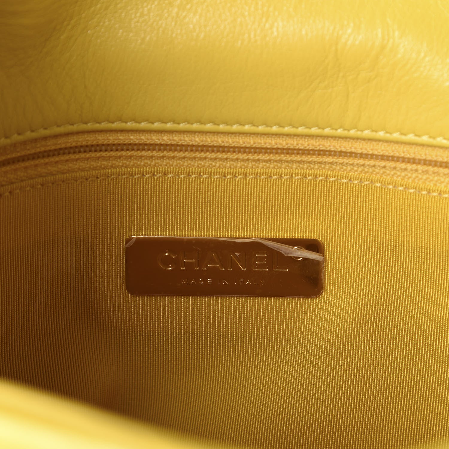 Chanel Lambskin Quilted Medium 19 Flap Yellow 8 of 11
