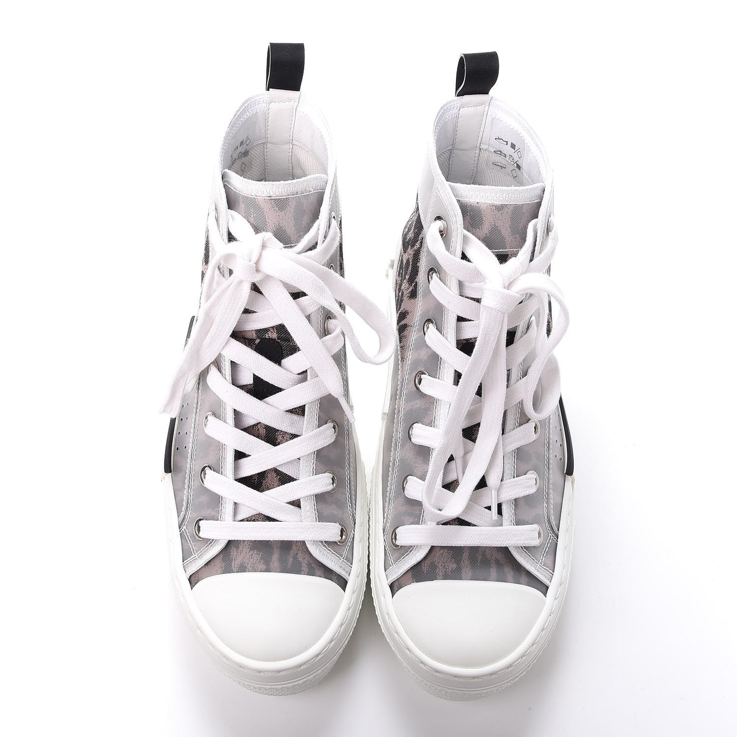 Canvas Leopard Print Mens B23 High Top Sneakers 37 White