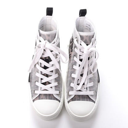 Christian Dior Canvas Leopard Print Mens B23 High Top Sneakers 37 White 5 of 11