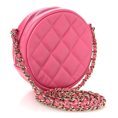 Chanel Caviar Quilted Round Clutch With Chain Pink 3 of 11