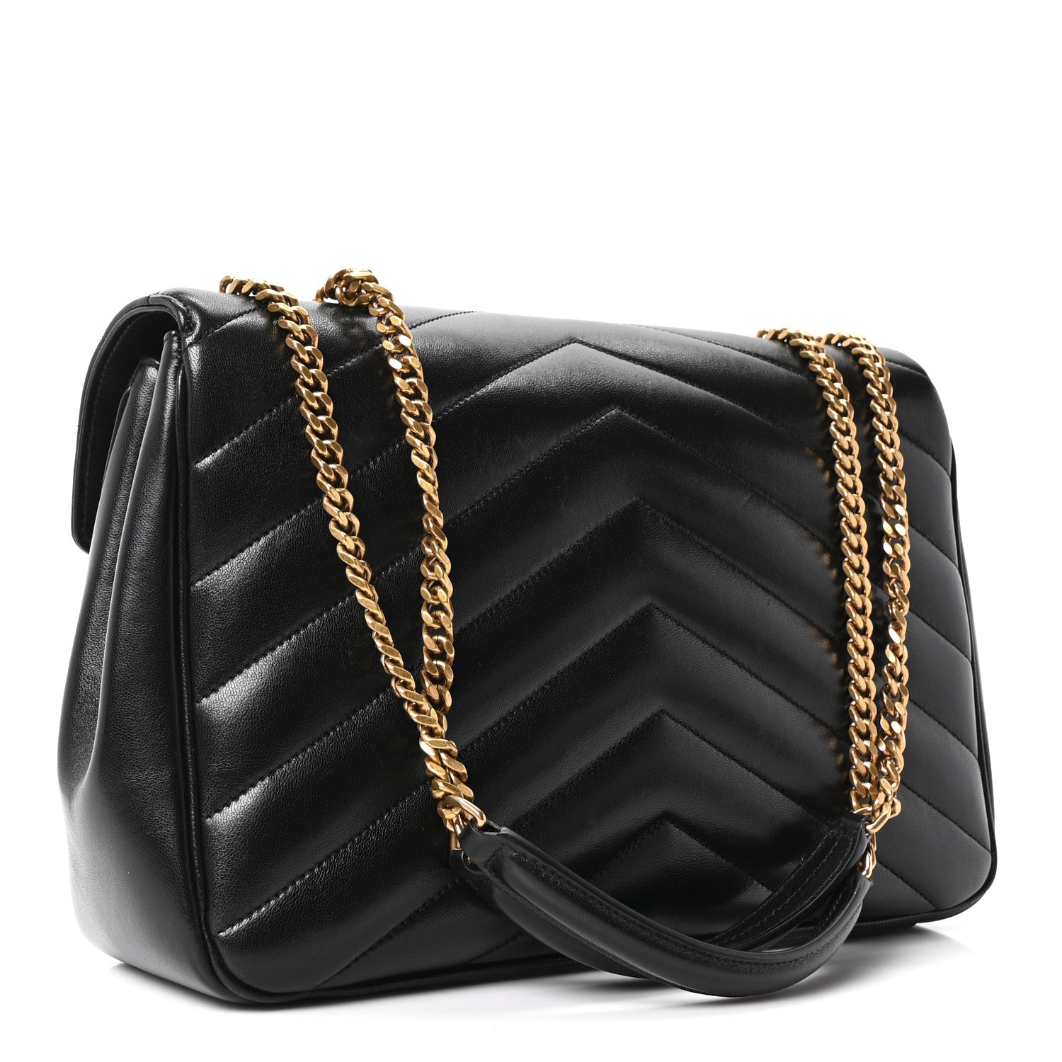Saint Laurent Lambskin Chevron Quilted Large LouLou Black 4 of 11