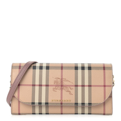 Burberry Haymarket Check Henley Wallet On Chain Dusty Pink 1 of 10