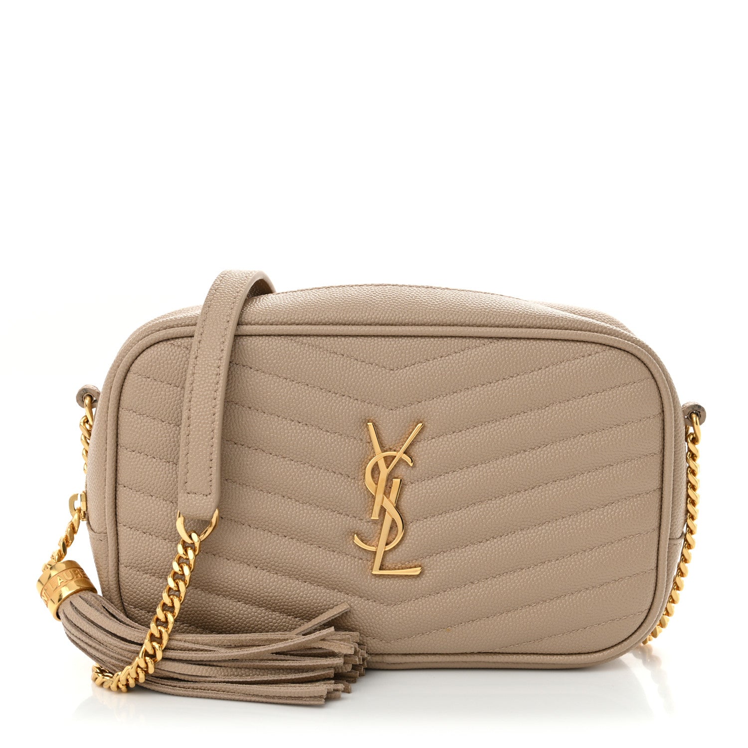 Saint Laurent Grain De Poudre Matelasse Monogram Mini Lou Camera Bag Dark Beige 1 of 12