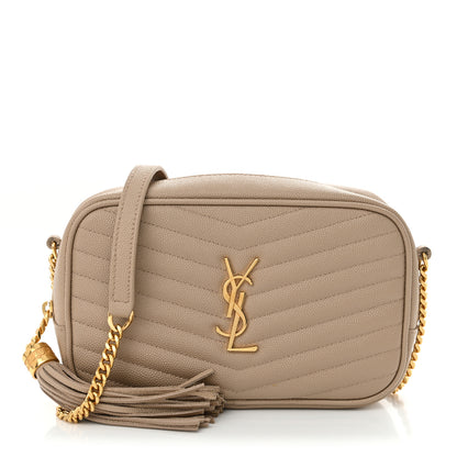 Saint Laurent Grain De Poudre Matelasse Monogram Mini Lou Camera Bag Dark Beige 1 of 12