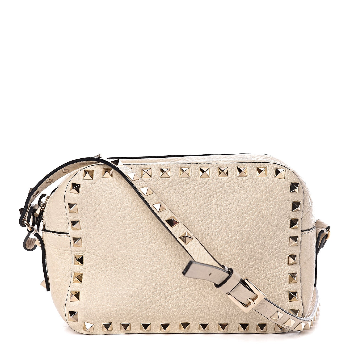 Valentino Garavani Grained Calfskin Rockstud Camera Crossbody Bag Ivory 1 of 13