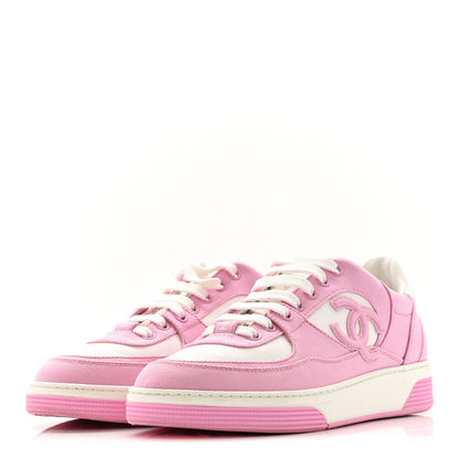 Chanel Cotton Sneakers 38 Pink White 4 of 13