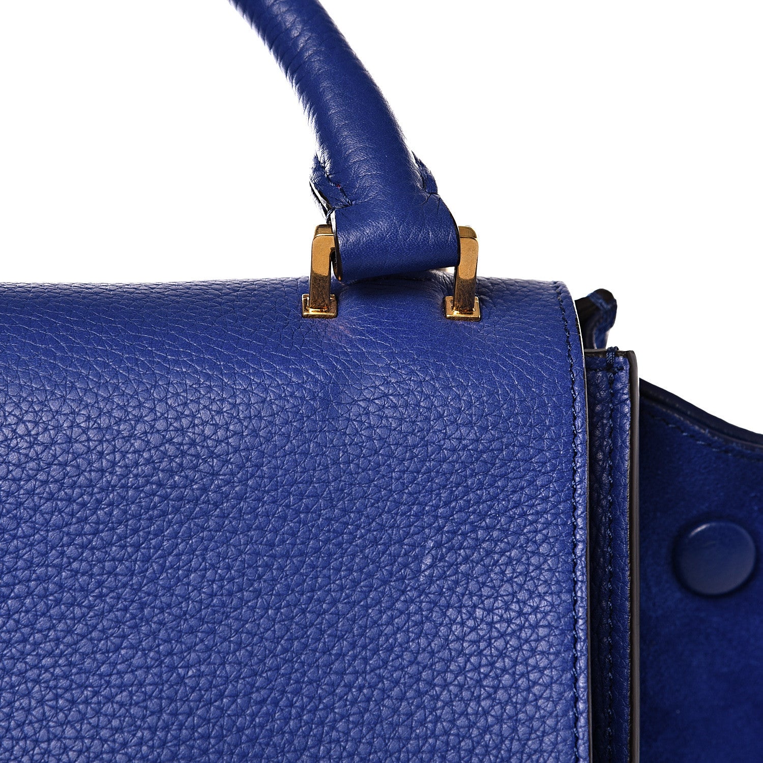 Celine Drummed Calfskin Suede Small Trapeze Indigo 10 of 10