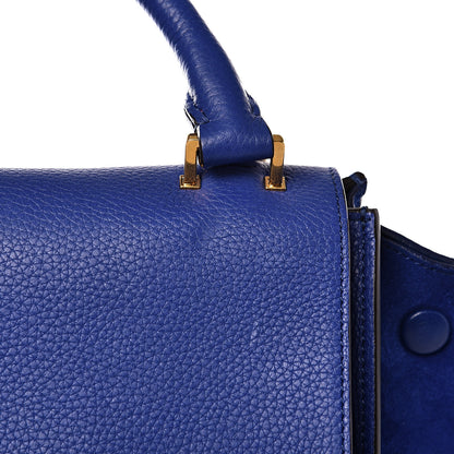 Celine Drummed Calfskin Suede Small Trapeze Indigo 10 of 10