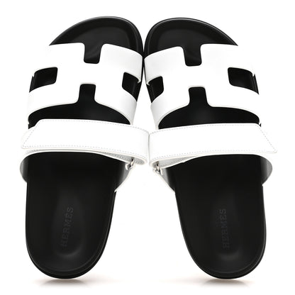 Hermes Calfskin Womens Chypre Sandals 37.5 White 2 of 8