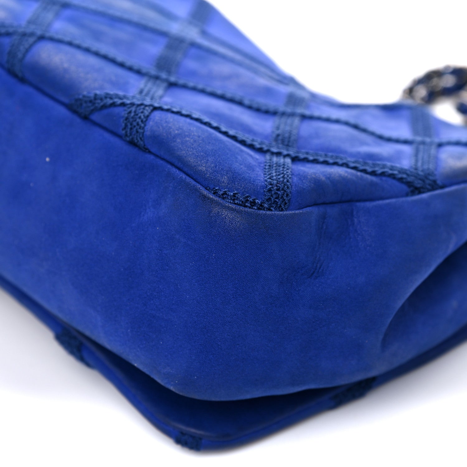 Chanel Suede Diamond Embellished Medium Single Flap Blue 11 of 18
