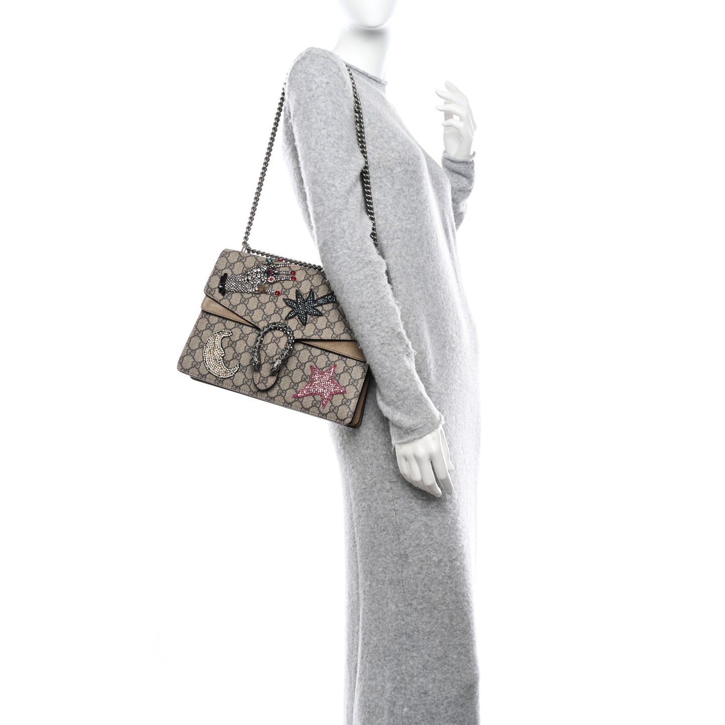 GG Supreme Monogram Shooting Star Embroidered Medium Dionysus Shoulder Bag Beige